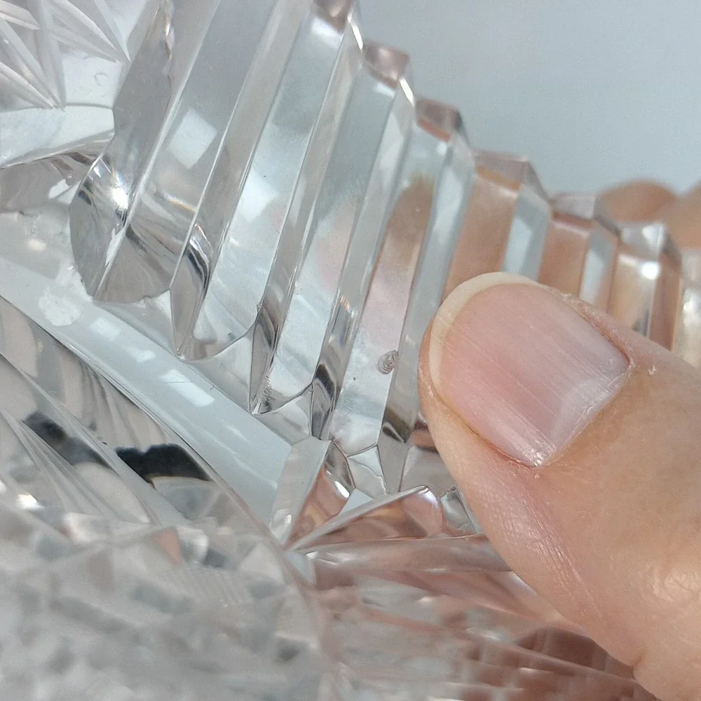 Set of 2 VTG Cigar Ashtray Cut Crystal Glass Tobacciana Heavy Diamond Sawtooth